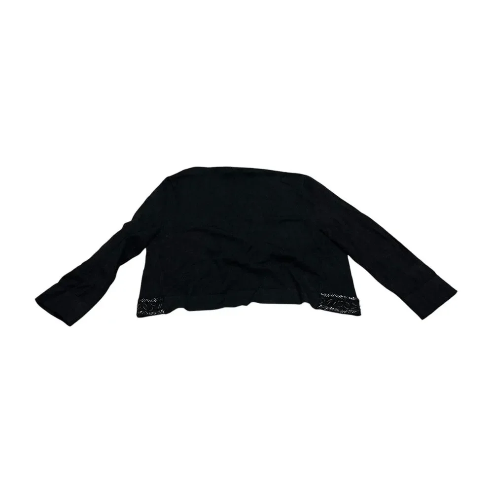 Jessica Howard Cardigan Sweater Women PS Black Nylon Stretch Cropped Long Sleeve - Picture 2 of 7